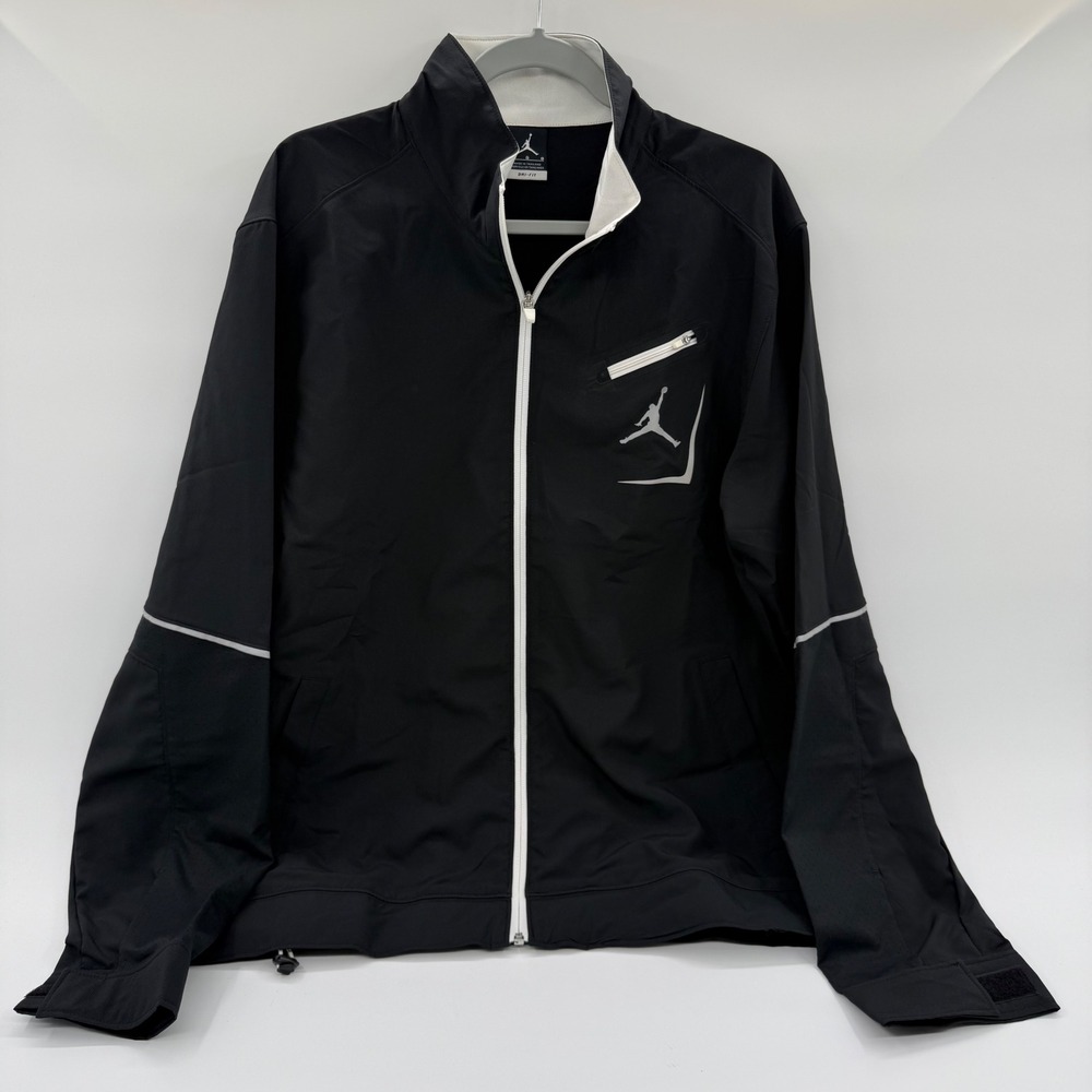 Jordan Brand Mens Dri-FIT Full Zip Track Jacket Black White 483340-010 L